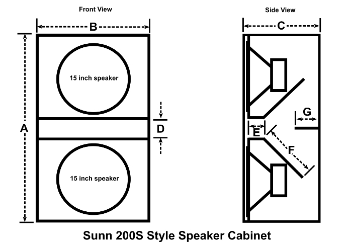 Figure 1 - Sunn 200S style cabinet drawing.